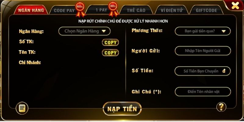 Chỉ dẫn cách nạp tiền tài khoản LuLu88 qua các ngân hàng lớn